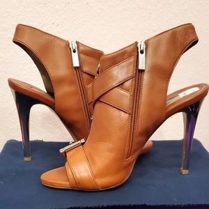 Vero Cuoio Le Silla Genuine Leather TAN 3 Buckle Opentoe Sandal. Size 36